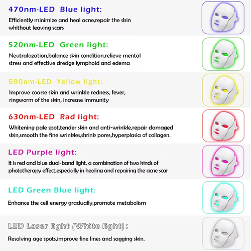 LED Facial Light Therapy Mask and Neck 6 LED Facial Light Therapy Mask and Neck